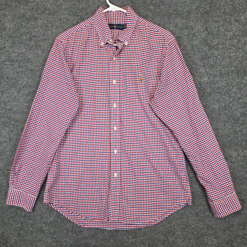 Polo Ralph Lauren Shirt Button Down Mens Medium Red White Blue Gingham Check
